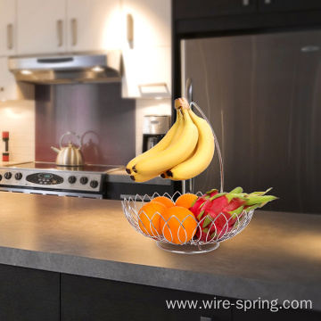 Stainless Steel Wire Fruit Basket With Banana Stand